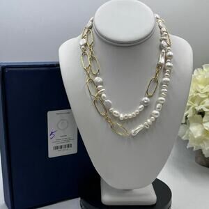 Mignonne Gavigan Gold and White Pearl Necklace